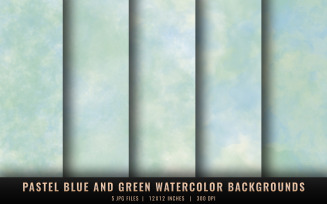 Pastel Blue and Green Watercolor Backgrounds