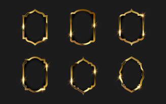 Luxury Gold frame border vector illustration design template v.4