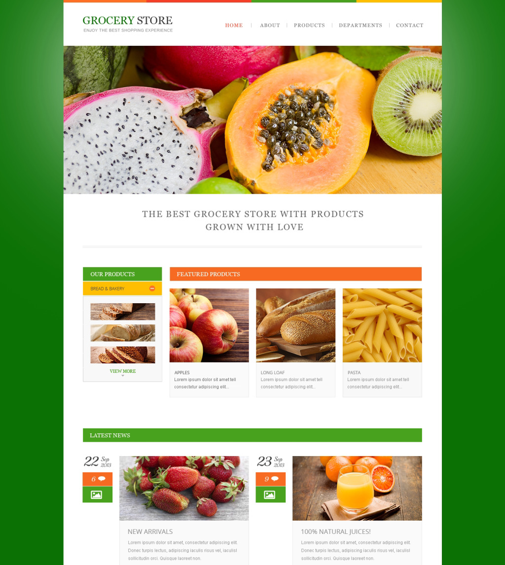 Demo Preview for Food Store Responsive Website Template 47911