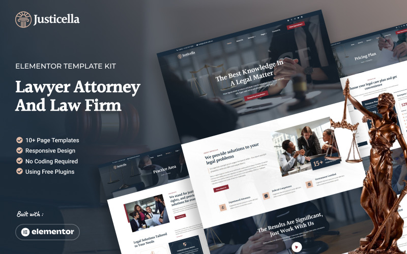 Justicella - Lawyer Attorney and Law Firm Elementor Template Kit Elementor Kit