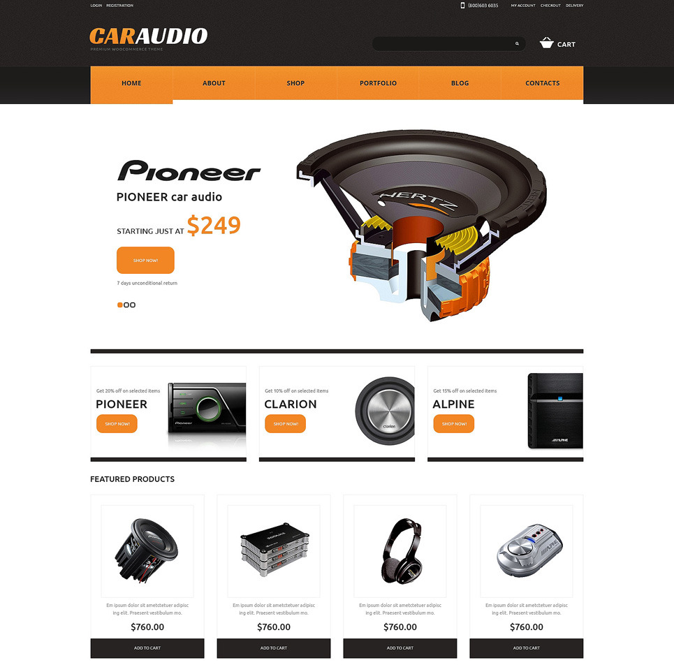 Car Audio WPML ready WooCommerce Template Big Screenshot Car Audio Responsive WooCommerce Theme New Screenshots BIG