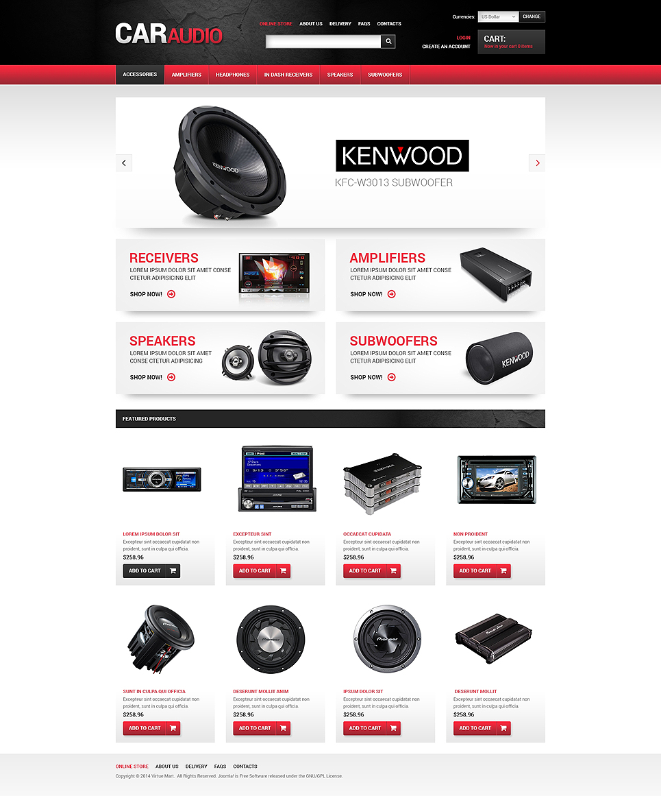 Car Audio VirtueMart Template New Screenshots BIG