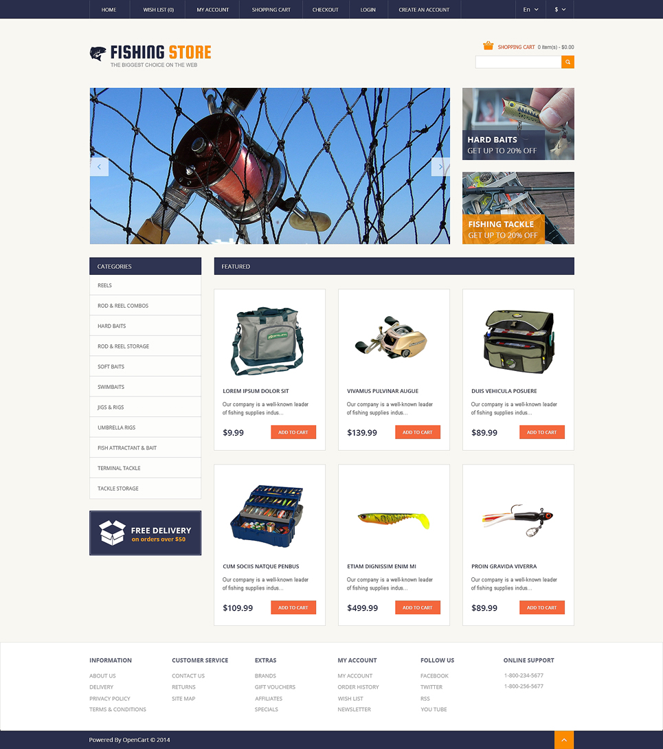 Fishing Responsive OpenCart Template New Screenshots BIG