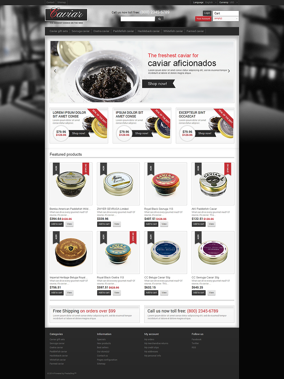 Nourishing Caviar PrestaShop Theme New Screenshots BIG