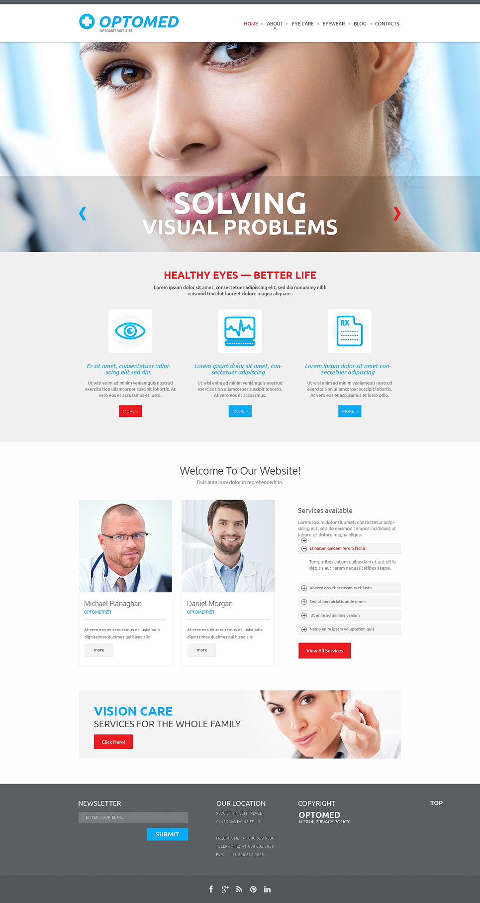 Optometrist's Responsive Website Template New Screenshots BIG