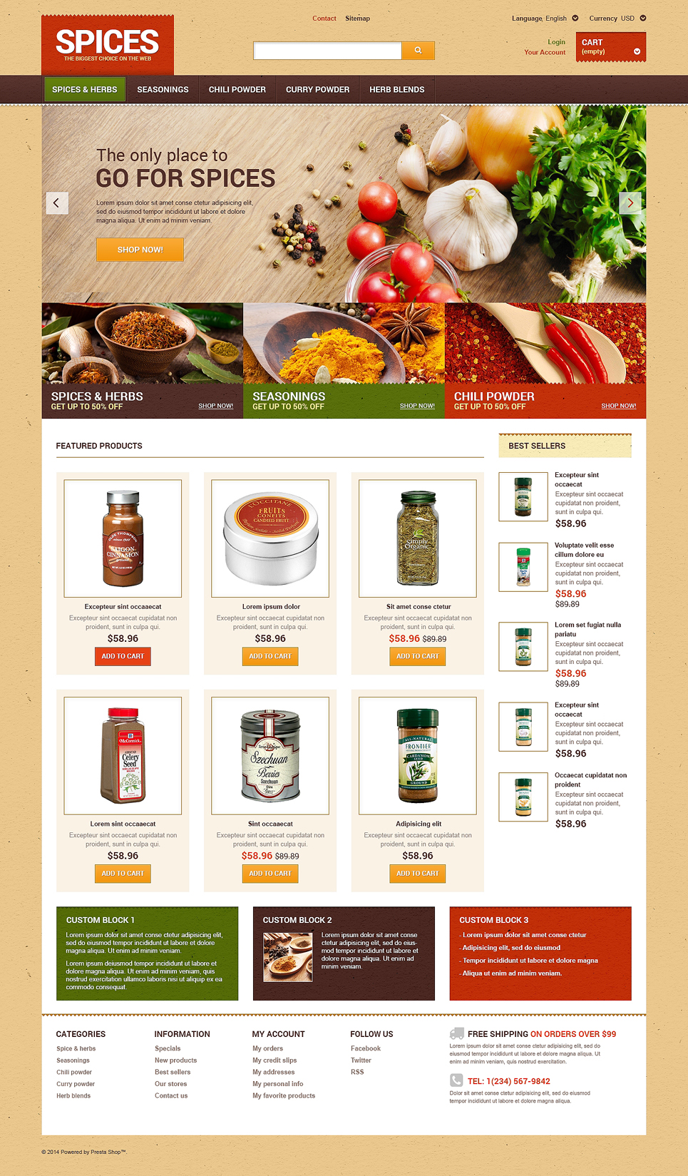 Spice shop PrestaShop Theme New Screenshots BIG