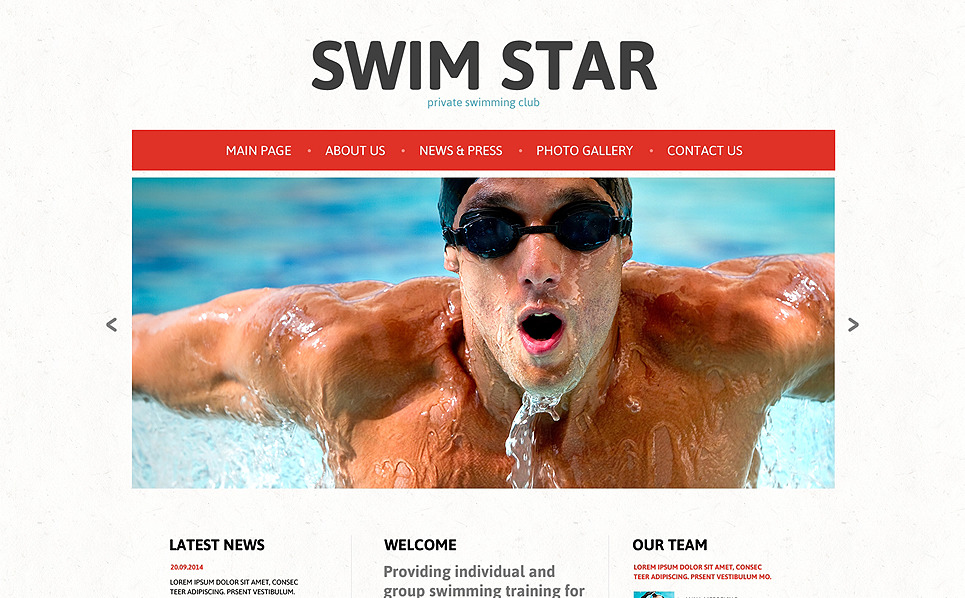 Swimming Responsive Website Template #48017