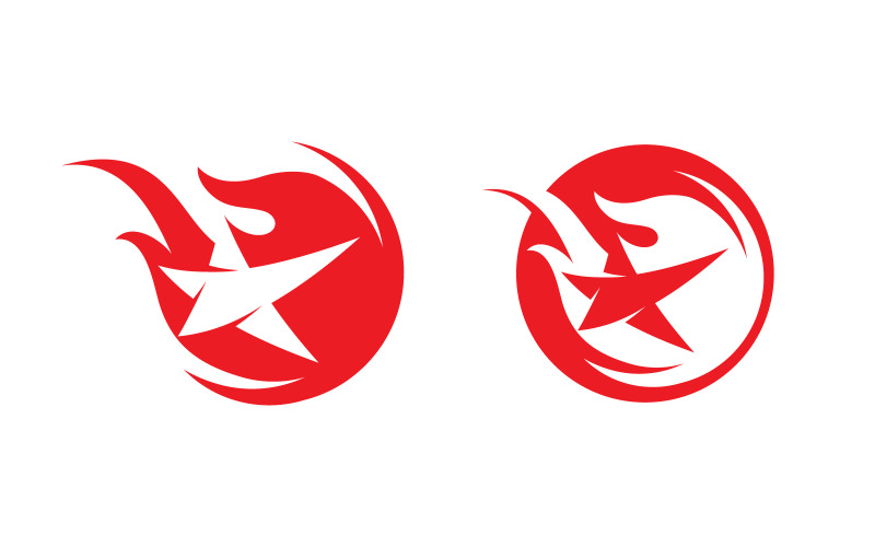 Faster star with fire flame effect icon vector logo design template v.3 Logo Template