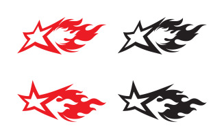 Faster star with fire flame effect icon vector logo design template v.4