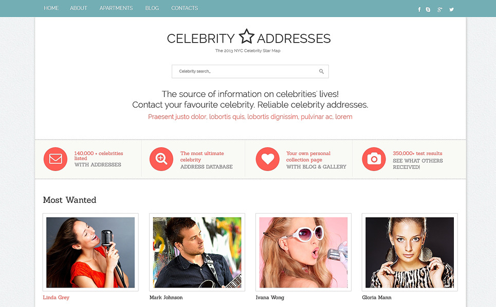 Celebrity Website Responsive Website Template #48145