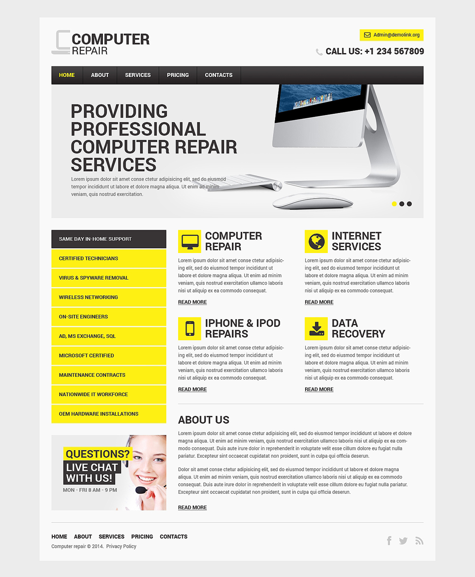 Computer Repair Responsive Website Template 48138