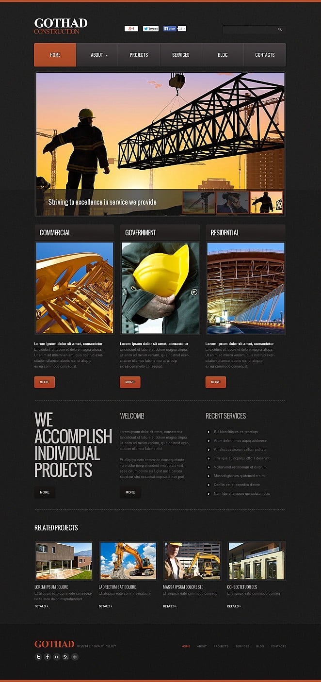 Construction Company Flash CMS Template New Screenshots BIG