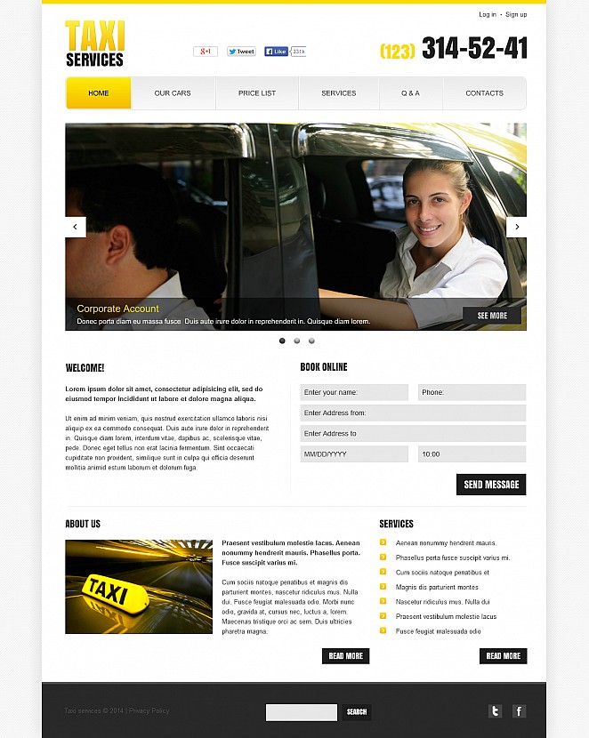 Taxi Flash CMS Template New Screenshots BIG