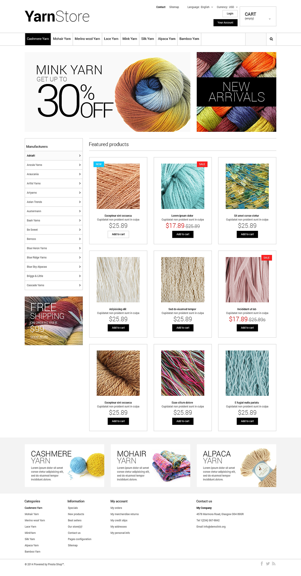 Yarn Store PrestaShop Theme New Screenshots BIG