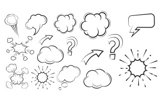 Cloud Comic Book Design pop art Element Vector Illustration v.5