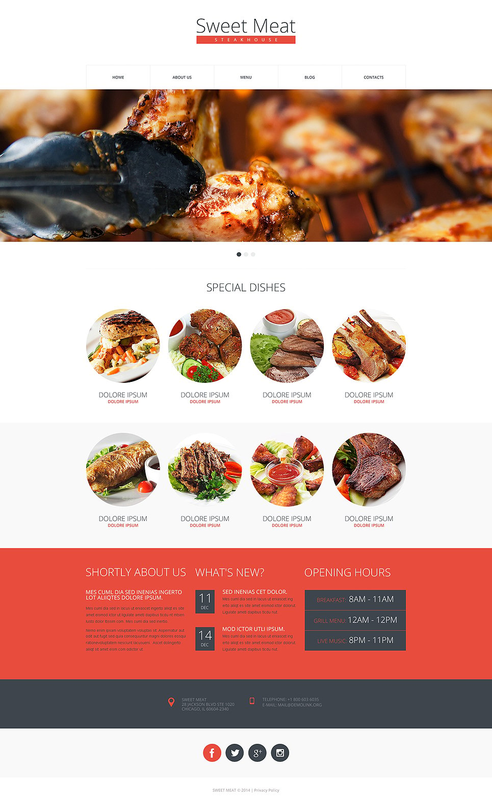 Steakhouse Responsive Website Template #48280