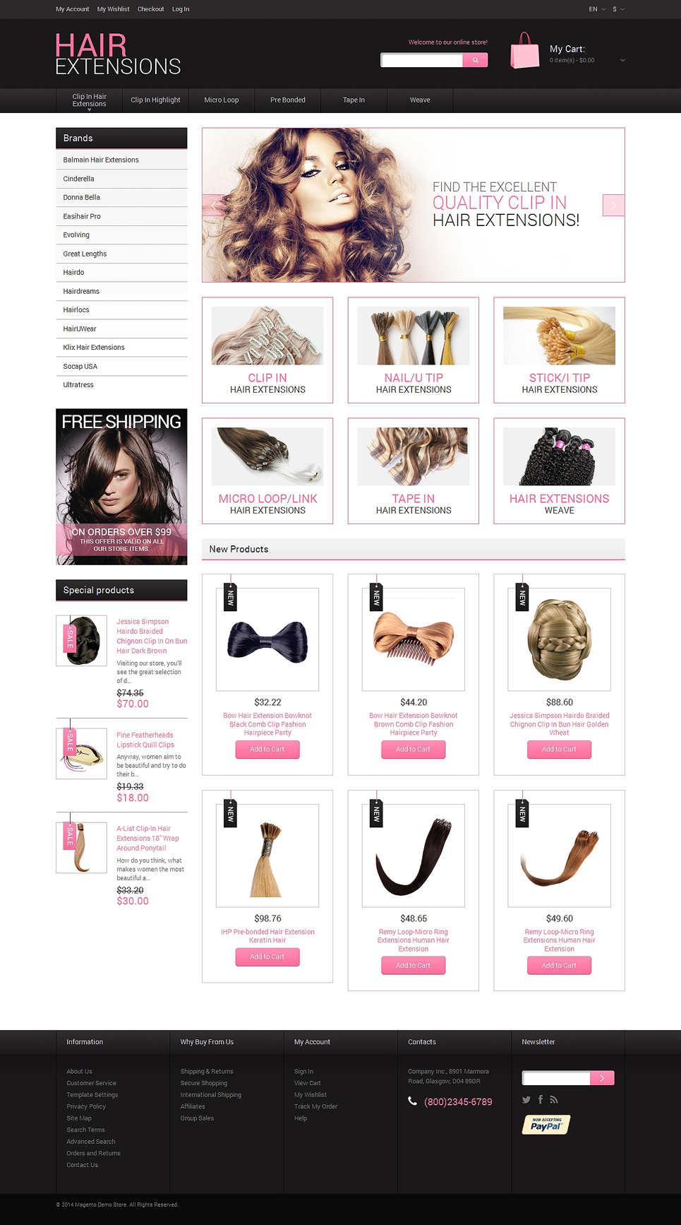 Natural Hair Extensions Magento Theme New Screenshots BIG