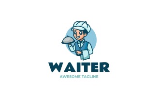 Waiter Mascot Cartoon Logo