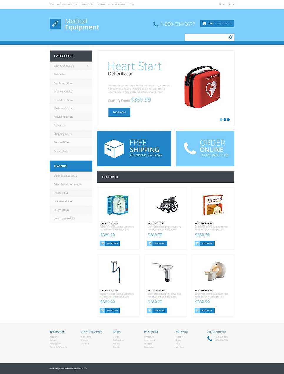 Medical Equipment Responsive OpenCart Template #48413
