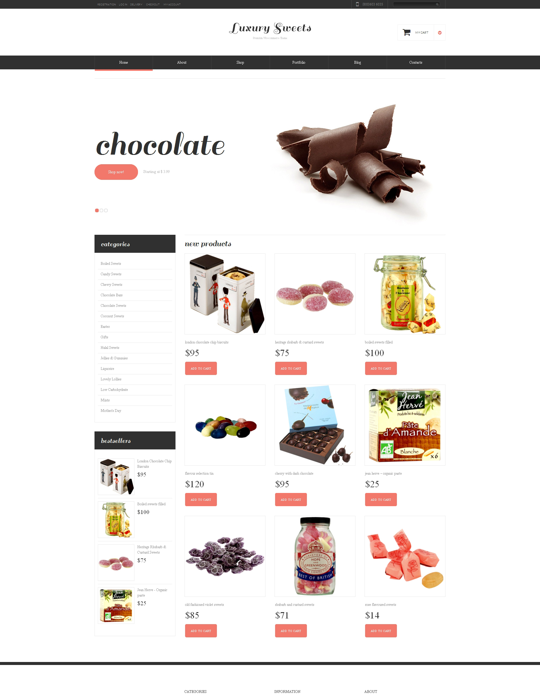 Thème WooCommerce adaptatif pour site de confiserie #48449 - screenshot