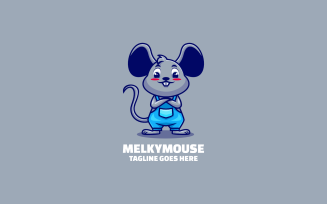 Melky Mouse Mascot Cartoon Logo