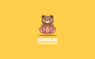 Zenbear Mascot Cartoon Logo