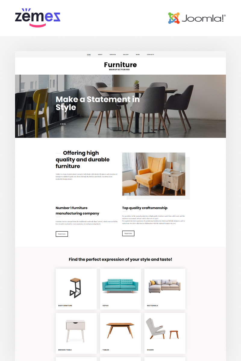 Furniture - Ready-to-Use Stylish Joomla Template