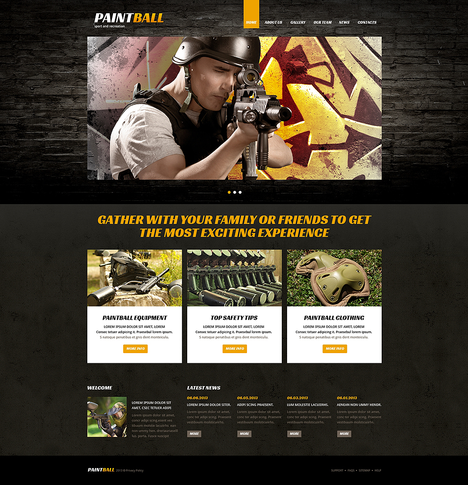 Paintball Responsive Joomla Template New Screenshots BIG