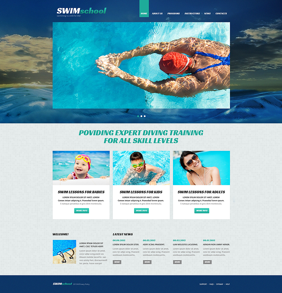 Swimming School Responsive Joomla Template New Screenshots BIG