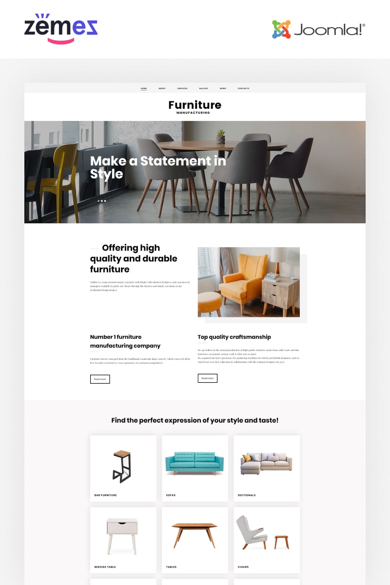 Tema Joomla Responsive #48585 "Furniture - Ready-to-Use Stylish"