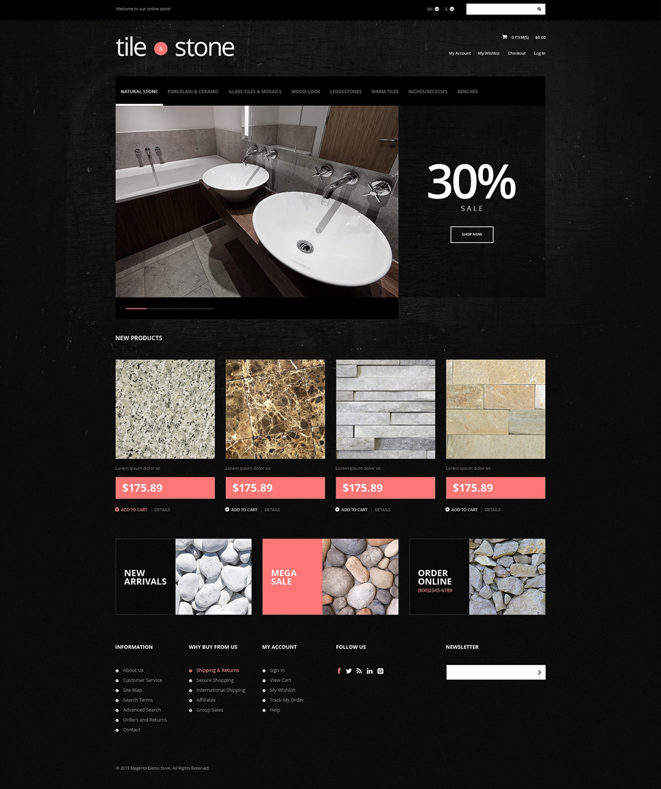 Tile  Stone Store Magento Theme New Screenshots BIG