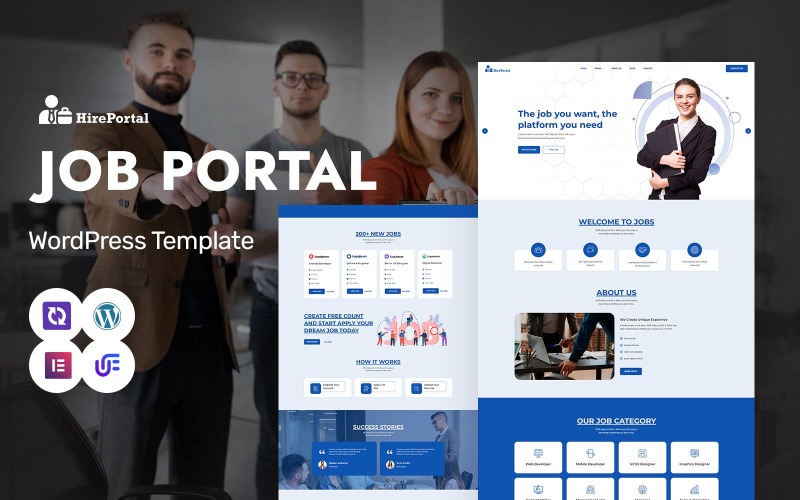 Hire Portal - Professional Job Portal, Job Board & Employment Services WordPress Elementor Theme WordPress Theme