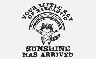 Your Little Ray Of Sarcastic Sunshine, Sarcastic png PNG, Funny Raccoon Design, Retro Raccoon Meme,
