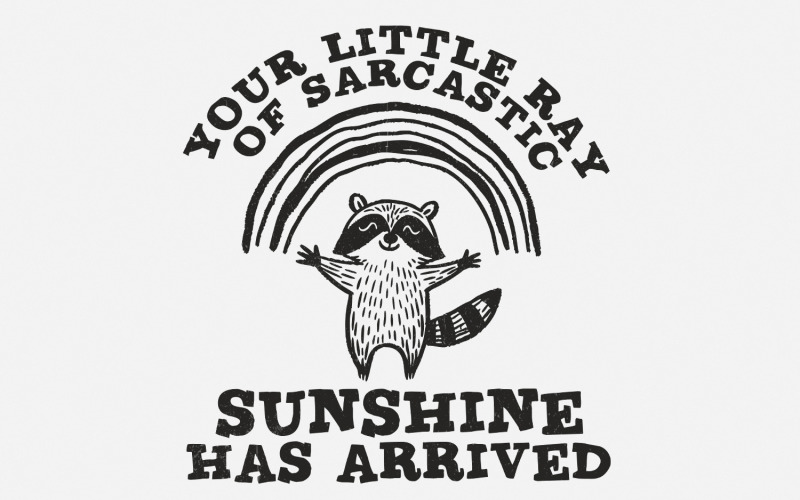 Your Little Ray Of Sarcastic Sunshine, Sarcastic png PNG, Funny Raccoon Design, Retro Raccoon Meme, Illustration