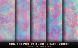 Aqua and Pink Watercolor Backgrounds