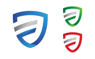 F Letter with shield security vector illustration design template