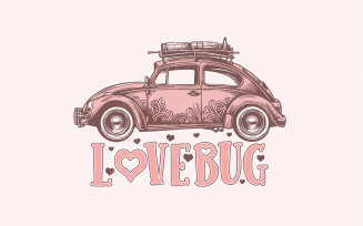 Groovy Valentines PNG, Sublimation Design, Retro Lovebug PNG, Vintage Sublimation, Valentines Day