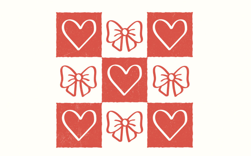 Retro Checkered Valentine's Day PNG, Coquette Valentine Heart Png, Pink Valentine Png, Love Png, Illustration