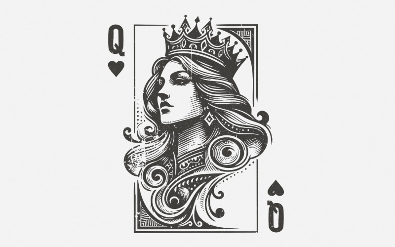 Valentines Day PNG, Queen Hearts, Sublimation Designs, Retro Valentines, Digital Download, Romantic Illustration