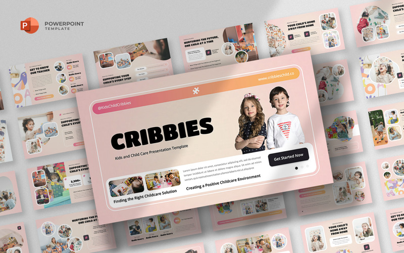 Cribbies - Kids & Kindergarten Powerpoint Template PowerPoint Template