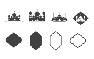 Mosque Muslim abstract element, Islamic icon design illustration template v.1