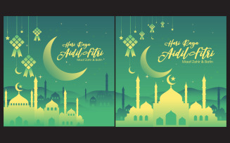 Muslim abstract greeting banners. Islamic icon design template v.1