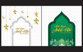 Muslim abstract greeting banners. Islamic icon design template v.2