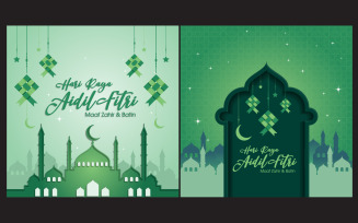 Muslim abstract greeting banners. Islamic icon design template v.4