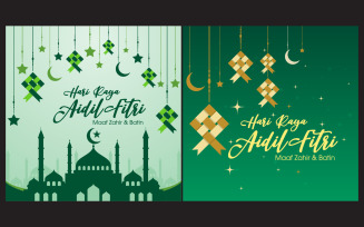 Muslim abstract greeting banners. Islamic icon design template v.5