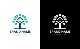 Tree home vector logo-697