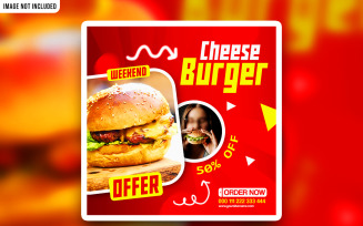 Creative Cheese Burger Social Media Promotional PSD Banner Template