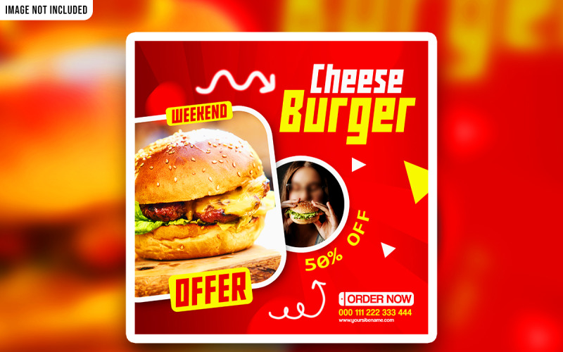 Creative Cheese Burger Social Media Promotional PSD Banner Template