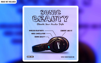 Creative Headphone Social Media Promotional PSD Banner Template