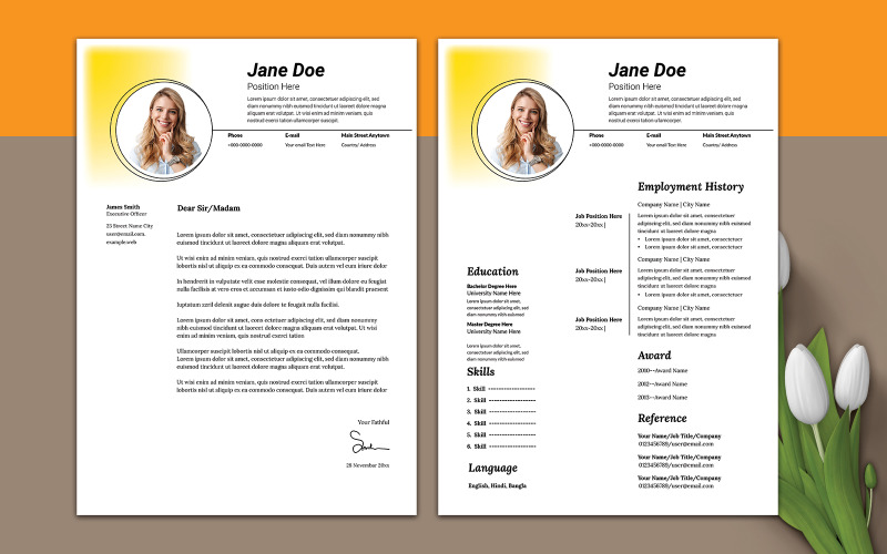 Professional 3 Pages Resume/Cv Template Layout Resume Template